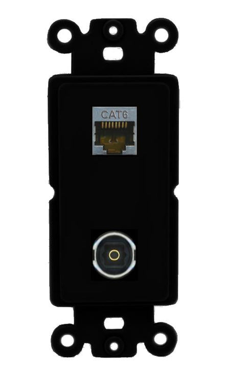 CAT6-SHIELDED TOSLINK Wall Plate [Black]