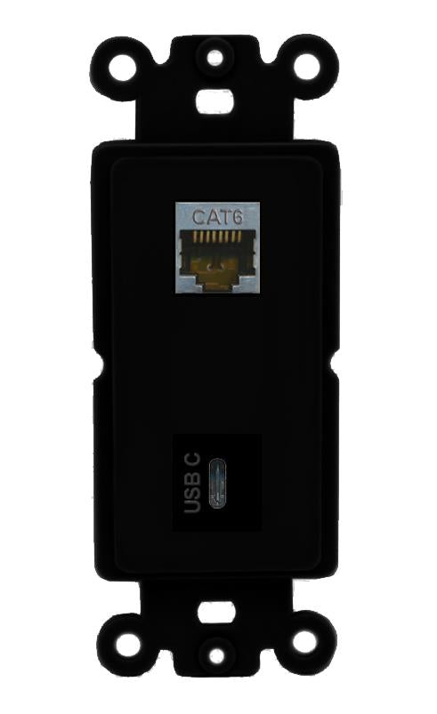 CAT6-SHIELDED USBC Wall Plate [Black]