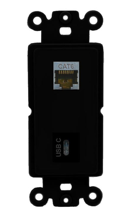 CAT6-SHIELDED USBC Wall Plate [Black]