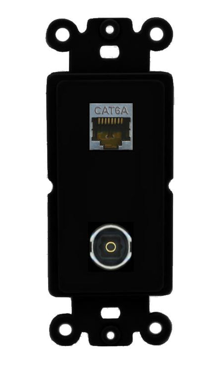 CAT6A TOSLINK Wall Plate [Black]