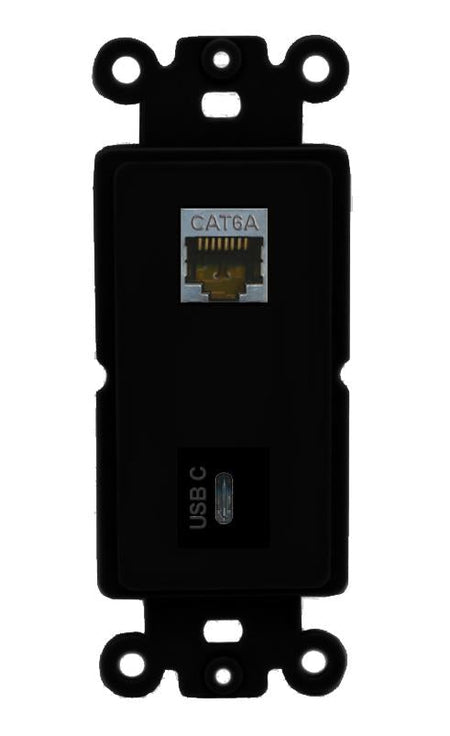 CAT6A USBC Wall Plate [Black]
