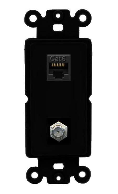CAT6 COAX Wall Plate [Black]