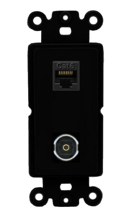 CAT6 TOSLINK Wall Plate [Black]