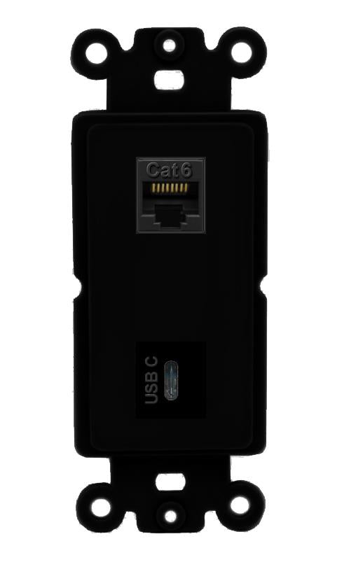 CAT6 USBC Wall Plate [Black]