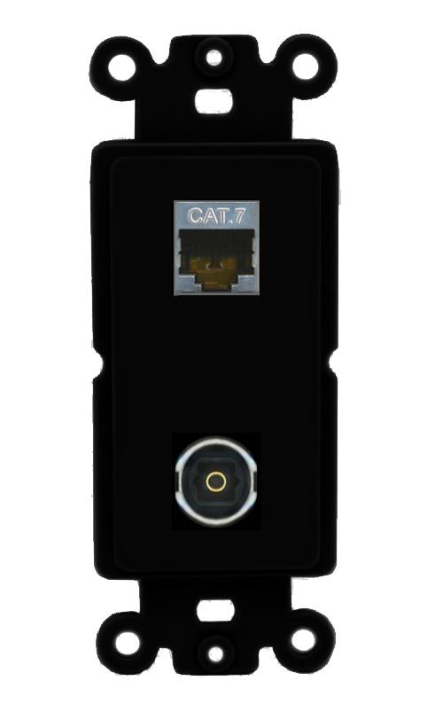 CAT7 TOSLINK Wall Plate [Black]