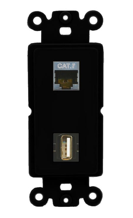 CAT7 USB2 Wall Plate [Black]