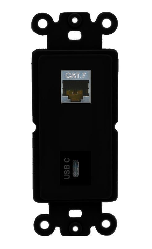 CAT7 USBC Wall Plate [Black]