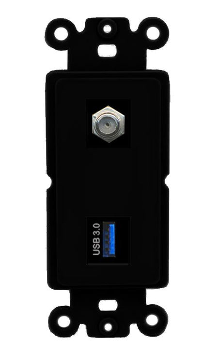 COAX USB-3 Wall Plate [Black]