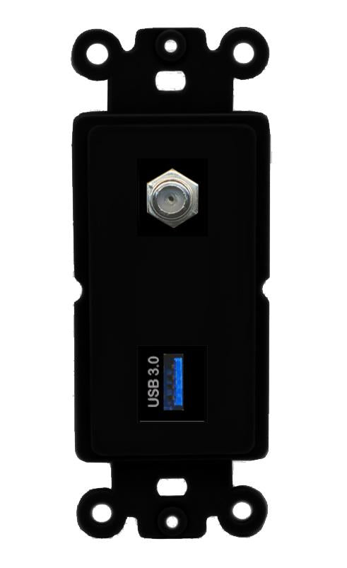 COAX USB-3 Wall Plate [Black]