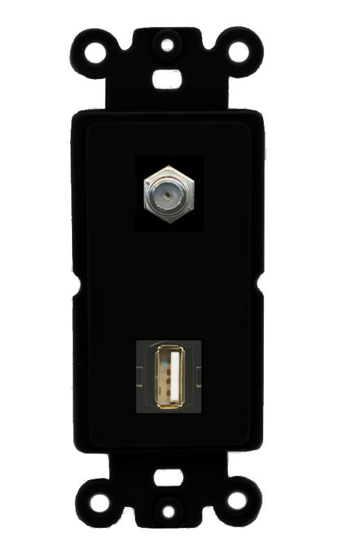 COAX USB2 Wall Plate [Black]