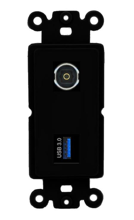 TOSLINK USB-3 Wall Plate [Black]