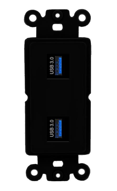 2 USB-3 Wall Plate [Black]