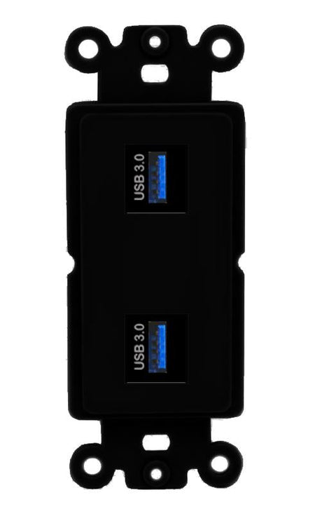 2 USB-3 Wall Plate [Black]