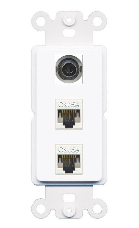 3.5mm 2 CAT5E Wall Plate [White]