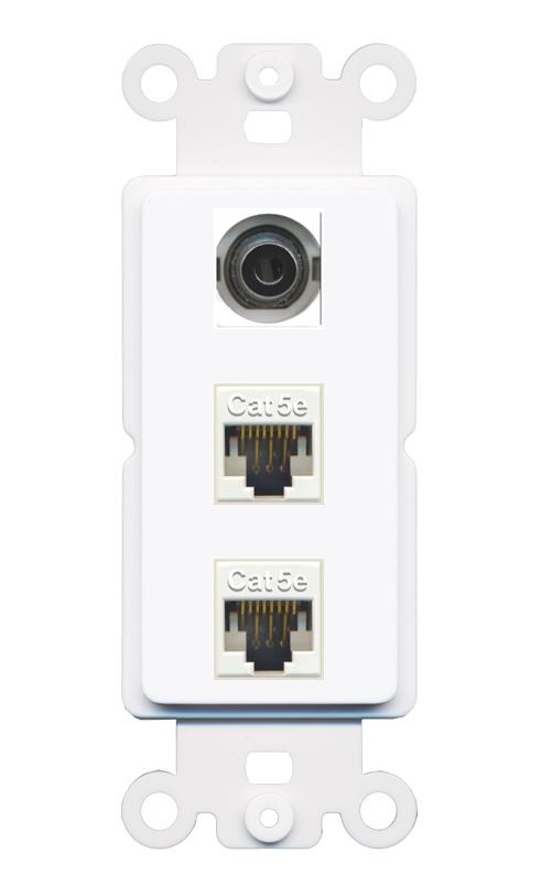 3.5mm 2 CAT5E Wall Plate [White]