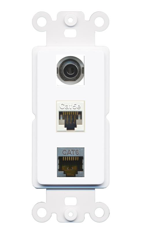 3.5mm CAT5E CAT6-SHIELDED Wall Plate [White]