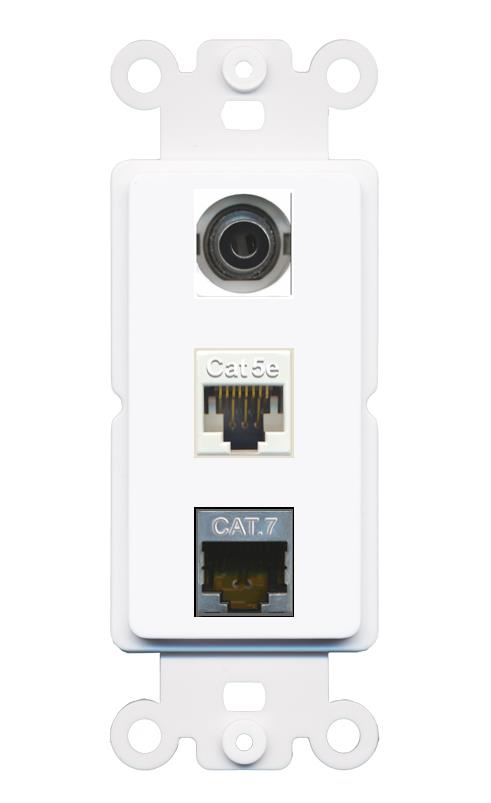 3.5mm CAT5E CAT7 Wall Plate [White]