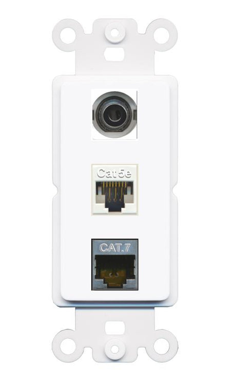 3.5mm CAT5E CAT7 Wall Plate [White]