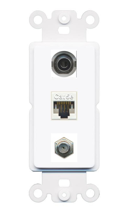 3.5mm CAT5E COAX Wall Plate [White]