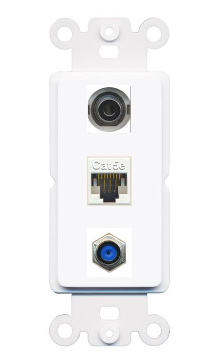 3.5mm CAT5E F81 Wall Plate [White]