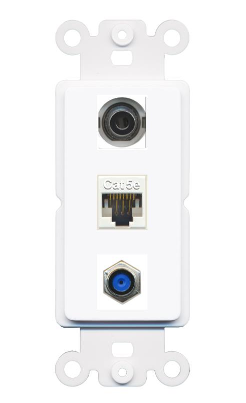 3.5mm CAT5E F81 Wall Plate [White]
