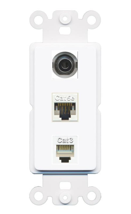 3.5mm CAT5E PHONE Wall Plate [White]