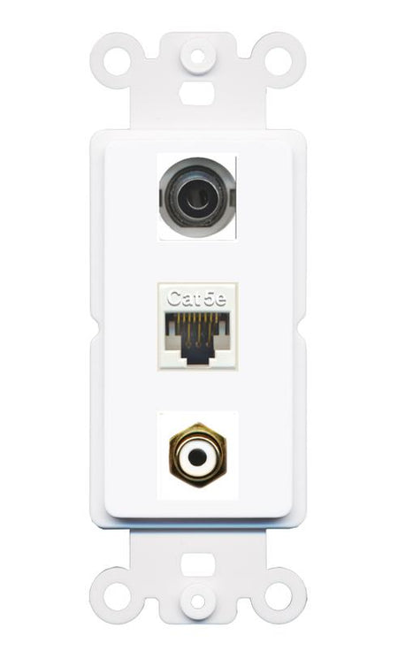 3.5mm CAT5E RCA-WHITE Wall Plate [White]