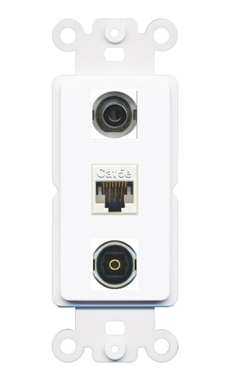3.5mm CAT5E TOSLINK Wall Plate [White]