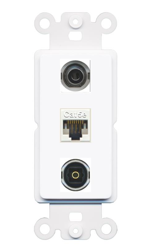 3.5mm CAT5E TOSLINK Wall Plate [White]