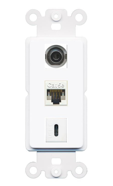 3.5mm CAT5E USBC Wall Plate [White]