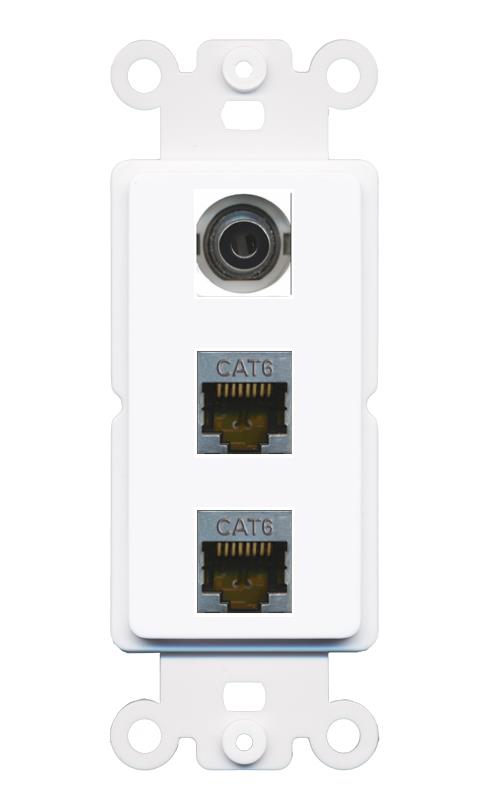 3.5mm 2 CAT6-SHIELDED Wall Plate [White]