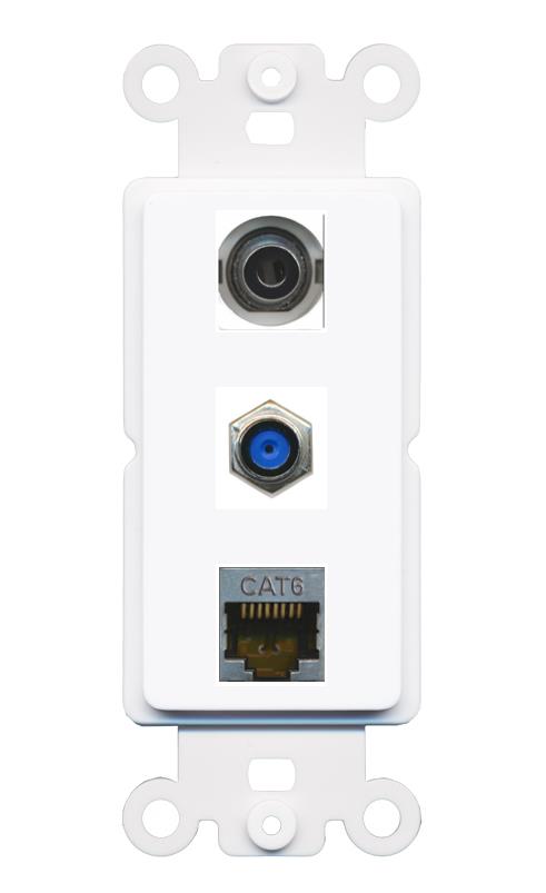 3.5mm CAT6-SHIELDED F81 Wall Plate [White]