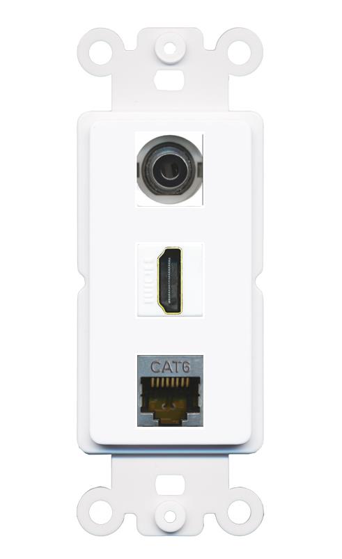 3.5mm CAT6-SHIELDED HDMI Wall Plate [White]