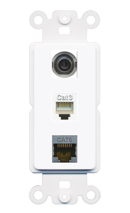 3.5mm CAT6-SHIELDED PHONE Wall Plate [White]