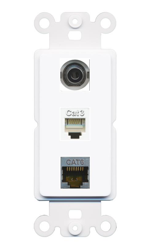 3.5mm CAT6-SHIELDED PHONE Wall Plate [White]