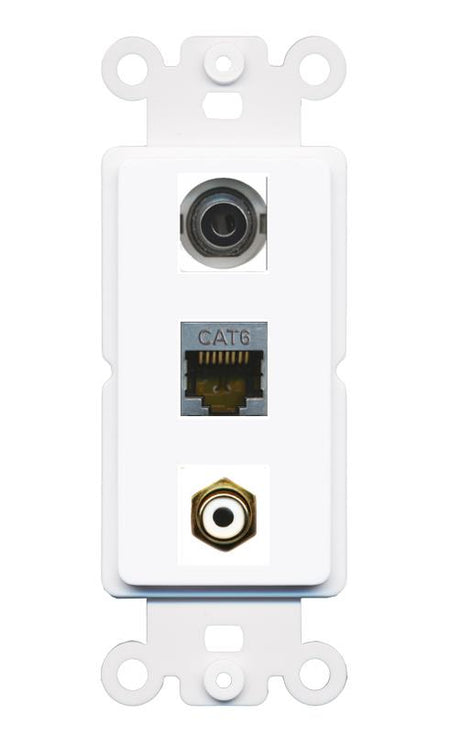 3.5mm CAT6-SHIELDED RCA-WHITE Wall Plate [White]