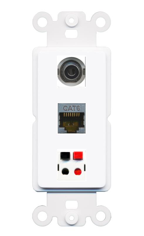 3.5mm CAT6-SHIELDED SPEAKER Wall Plate [White]
