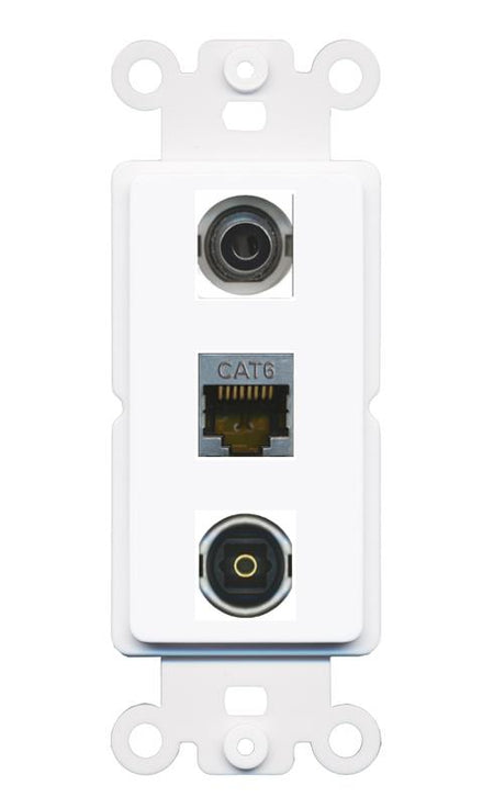 3.5mm CAT6-SHIELDED TOSLINK Wall Plate [White]