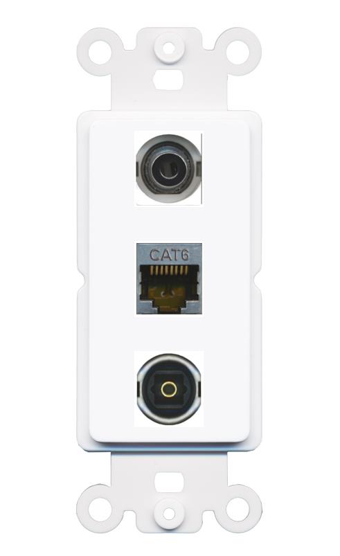 3.5mm CAT6-SHIELDED TOSLINK Wall Plate [White]