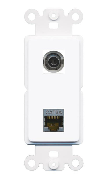 3.5mm CAT6A Rocker Insert Module Wall Plate [White]