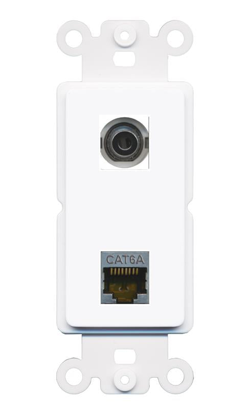 3.5mm CAT6A Rocker Insert Module Wall Plate [White]