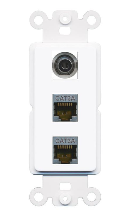 3.5mm 2 CAT6A Wall Plate [White]