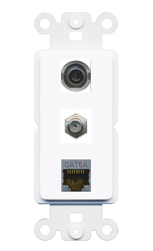 3.5mm CAT6A COAX Wall Plate [White]
