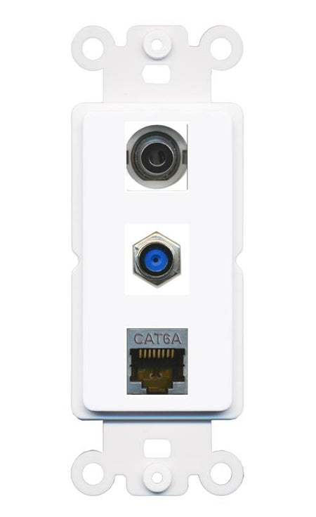 3.5mm CAT6A F81 Wall Plate [White]