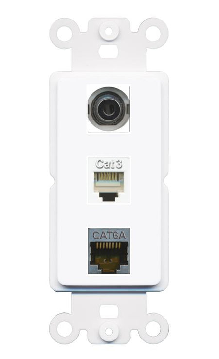 3.5mm CAT6A PHONE Wall Plate [White]