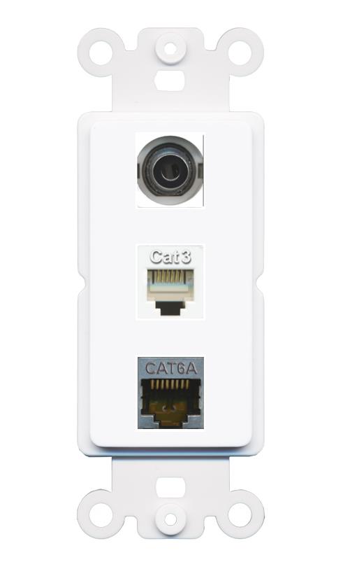3.5mm CAT6A PHONE Wall Plate [White]