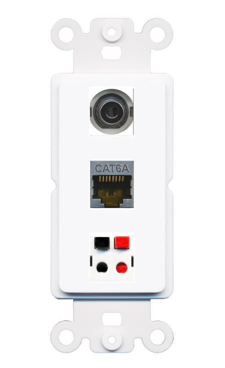 3.5mm CAT6A SPEAKER Wall Plate [White]