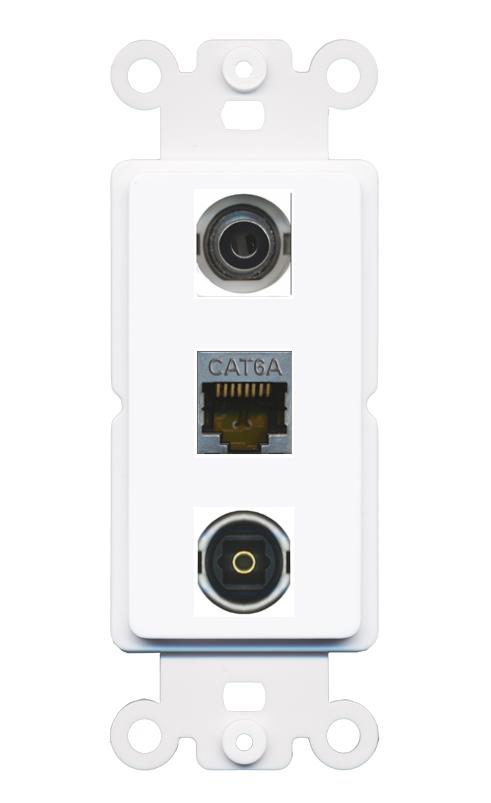 3.5mm CAT6A TOSLINK Wall Plate [White]