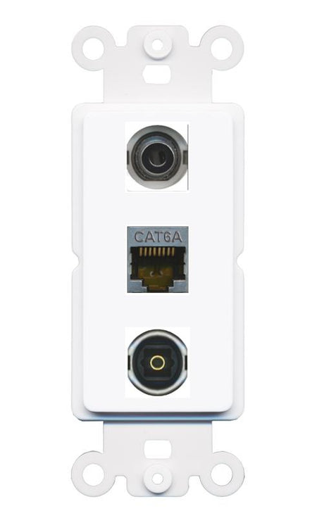 3.5mm CAT6A TOSLINK Wall Plate [White]