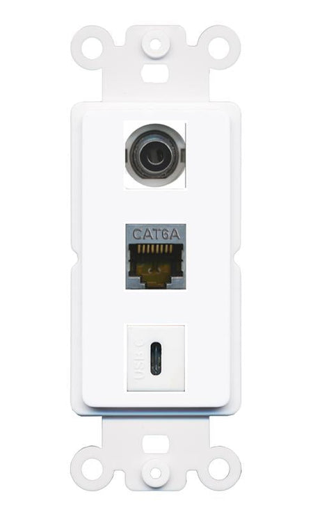 3.5mm CAT6A USBC Wall Plate [White]